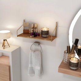 Hanah Home Estante de pared decorativo en dorado y marrón